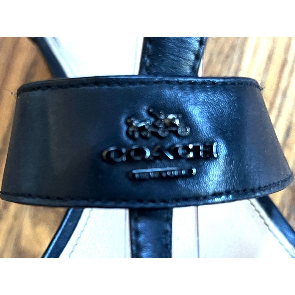 Coach Black Leather Strap Logo Low Heel Sandals Shoes   Women's Size 8.5 - Picture 6 of 9